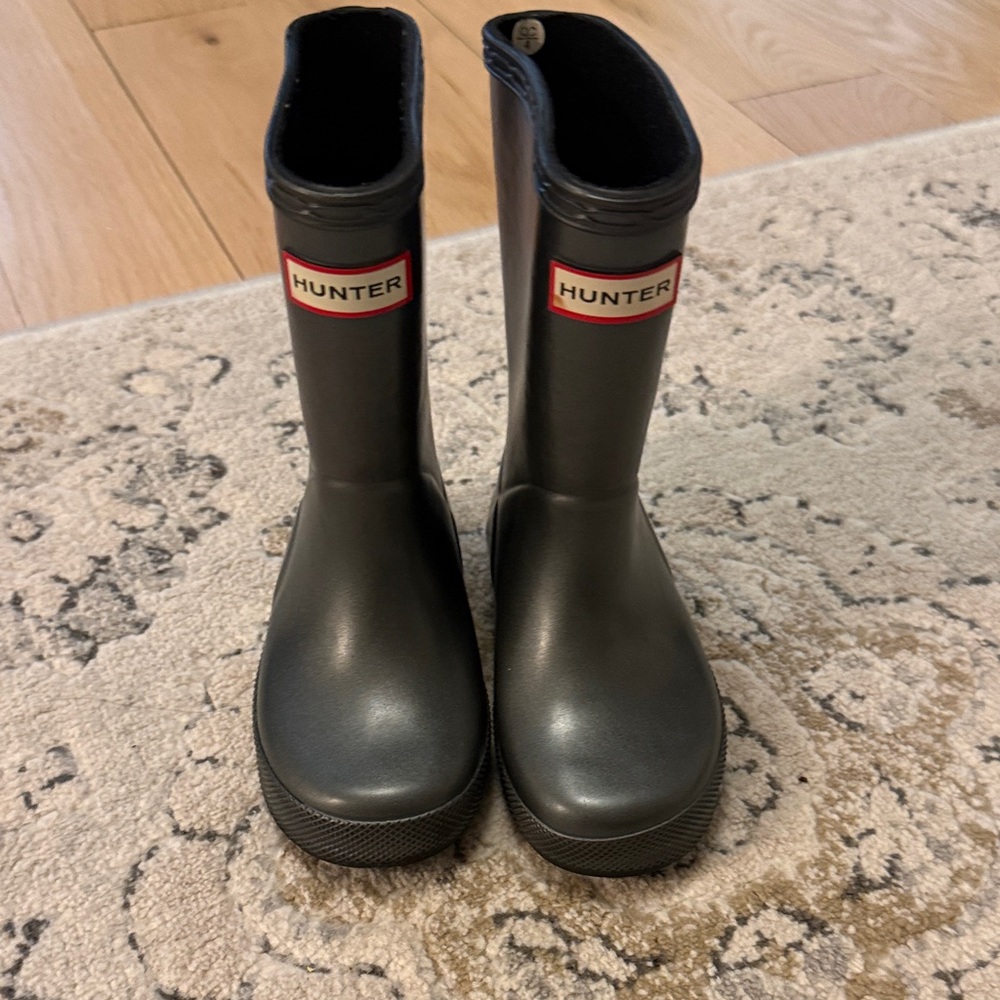 Hunter kids gray metallic Rain Boots